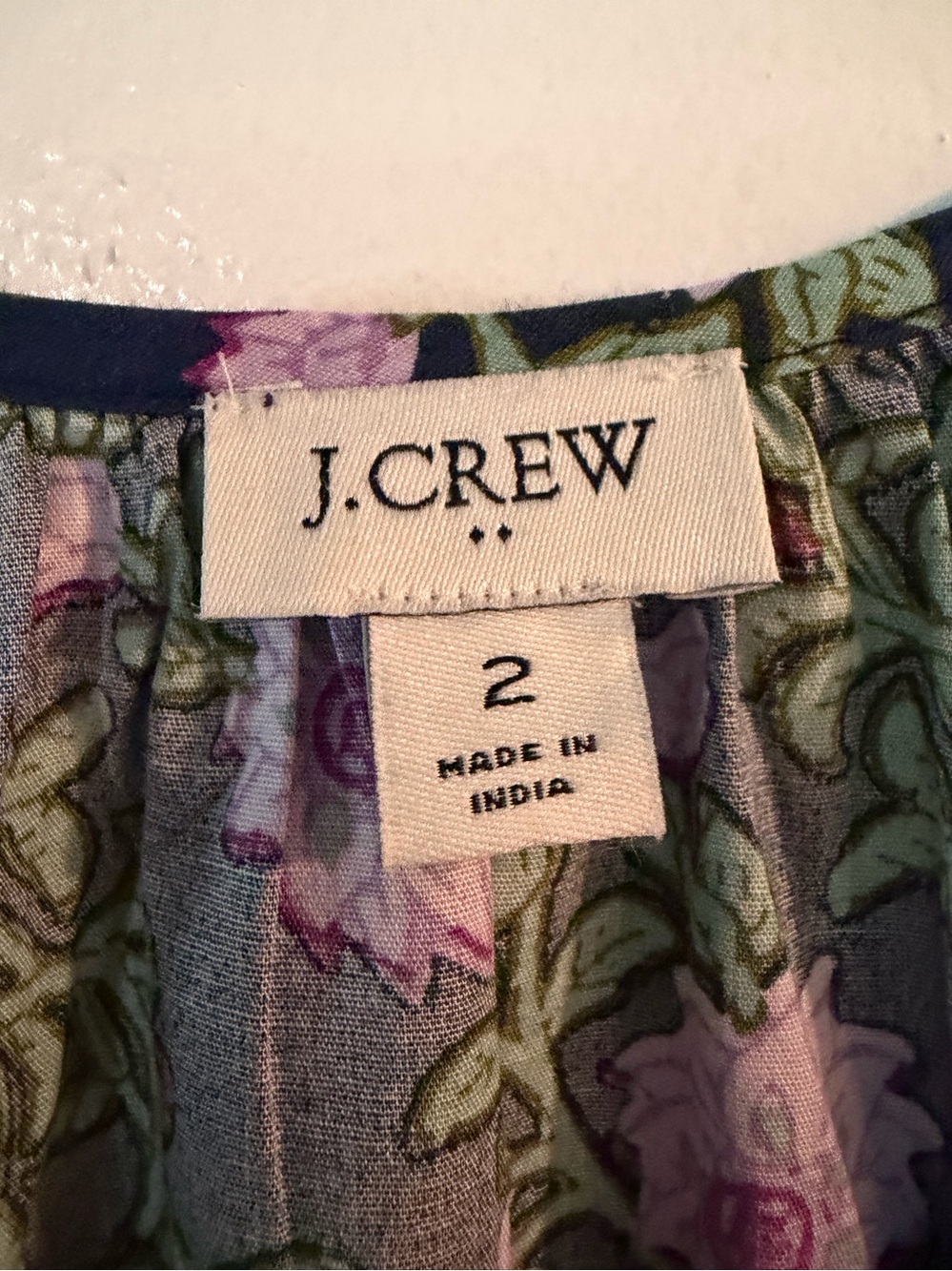 J Crew Puff-Sleeve Midi Dress in Navy and Lavender with pockets - Picture 2 of 6